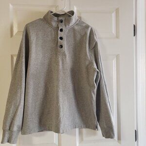 J. Crew Authentic Fleece Men's Quarter Button Pullover Grey Size Large‎